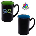 16 oz Two Tone Marco Mug - 4 Color Process (Black/Sky Blue)